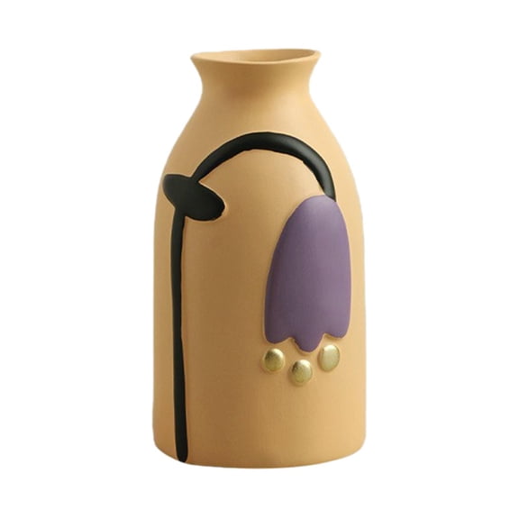 yotijay Ceramic Painted Vase Flower Vases Props Flower Arrangement Table Vase Boho Vases Yellow