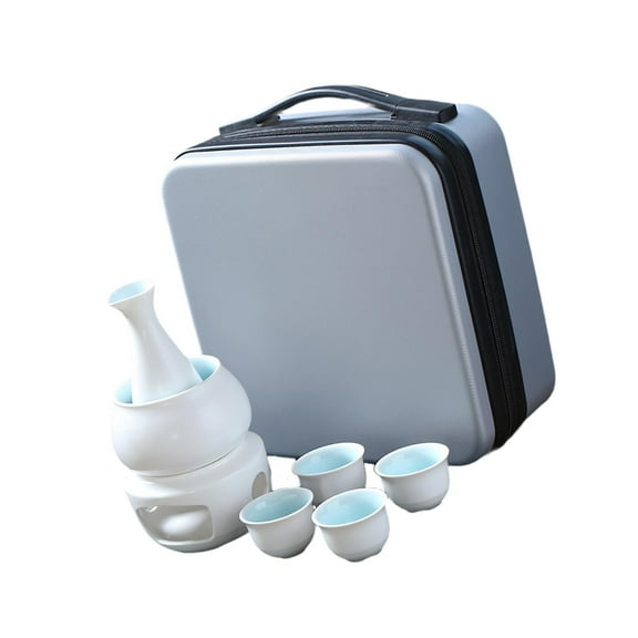 yotijay Ceramic Sake Set with Warmer Gift Ceramic Drinkware Kits for Home Restaurant white