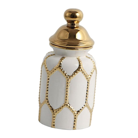 yotijay Ceramic Tea Canister Tin Decorative Gift with Lid Organizer Porcelain Ginger Jar S