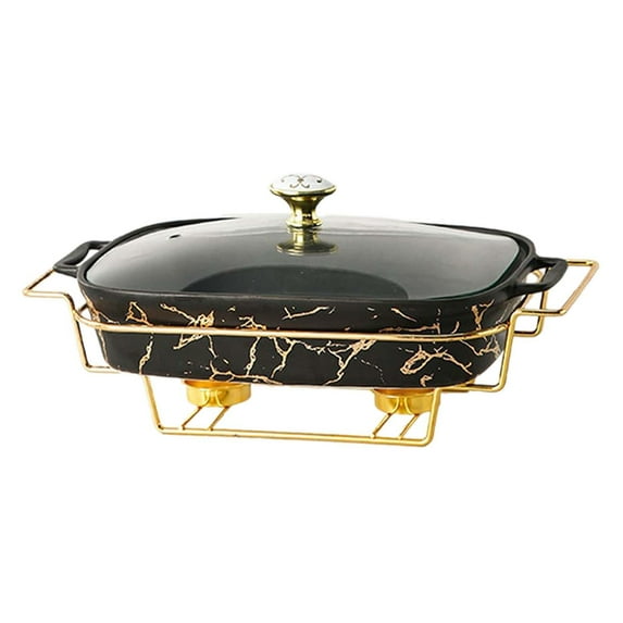 yotijay Chafing Dish Buffet Server Rectangular Large Capacity Casserole Tray for Parties Black