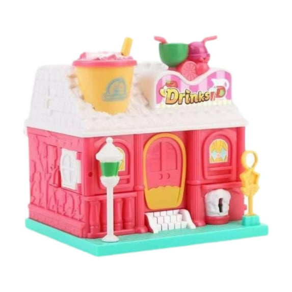 yotijay Children Dollhouse Toy Folding Dollhouse Toy Fine Motor Dollhouse with Role Play Milk tea shop