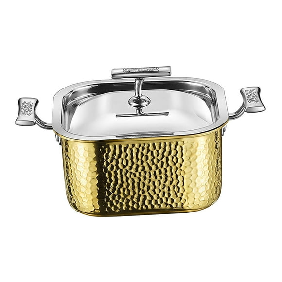 yotijay Chinese Hot Pot Chafing Dish with Lid Portable Large Capacity Thick Soup Pot for Gold