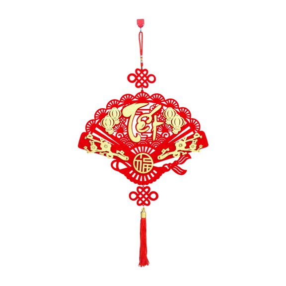 yotijay Chinese New Year Hanging Decoration 2025 Car Ornament Office Spring Festival Fan Shaped 42x76cm