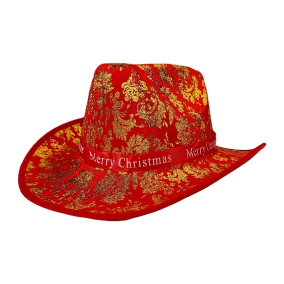 yotijay Christmas Cowboy Hat Casual Christmas Hat for Stage Performance Carnivals Travel Phoenix Flower Leaf