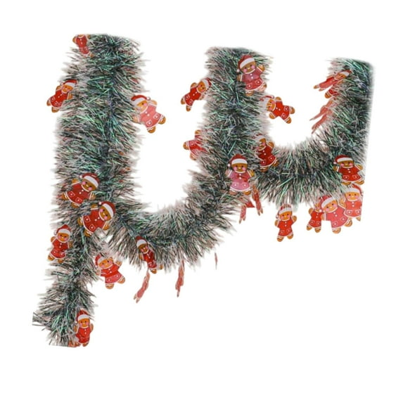 yotijay Christmas Tinsel Garland 5.9 ft Christmas Ornament Home Tinsel Twist Garland for With Gingerbread Man