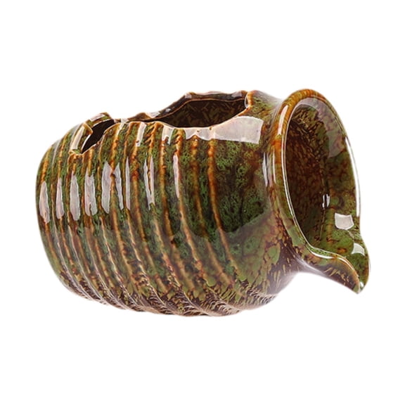 yotijay Circulating Water Clay Pot Betta Shelter Ceramics Desktop Water Jar Green