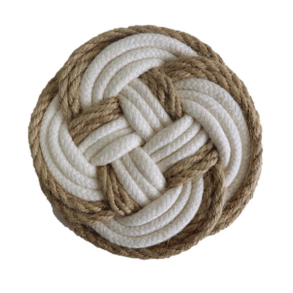 yotijay Coaster for Drink Tea Cup Coaster Bowl Coffee Mug Desk Novelty Handwoven Coaster Brown and White