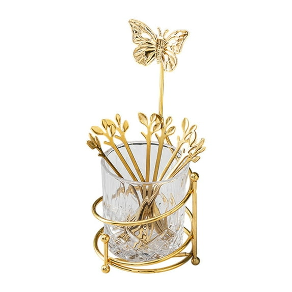 yotijay Coffee Spoon Storage Rack Dessert Pick Forks Holder for Cafe Restaurant Home with forks