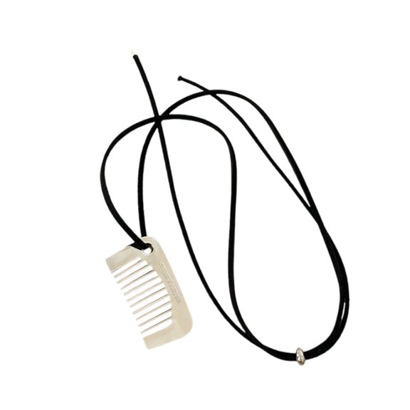 yotijay Comb Necklace Accessories Fashion Black Rope Comb Charm Pendant Necklace Sweater Square