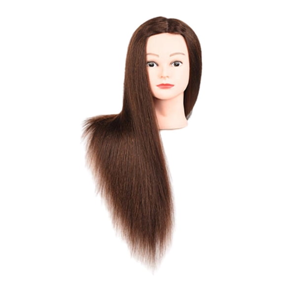 yotijay Cosmetology Mannequin Head Styling Dye Makeup Doll for Cutting Braiding Practice Dark Brown