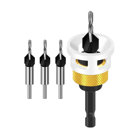 yotijay Countersink Bits Adjustable Depth Step Drill Easy to Install Multi Use Sink Hole