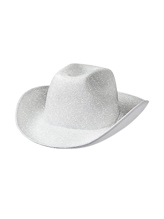 Cowboy Hat Blinking Wide Brim Fashion Women Hat Princess Cowgirl Hat for White