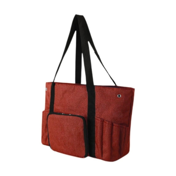 yotijay Crochet Bag and Tote Knitting Bag Crocheting with Inner Divider Crochet Bag Tote red