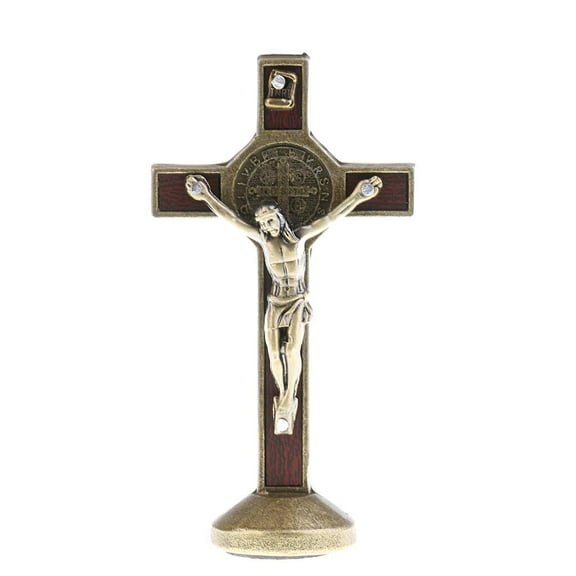 yotijay Crucifix Jesus Cross Figurine Great for Car Home Chapel Decor Bronze B