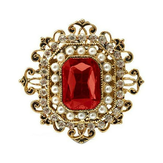 yotijay Crystal Brooch for Clothes Zinc Alloy Rhinestone Buckle for Men Costume - Red