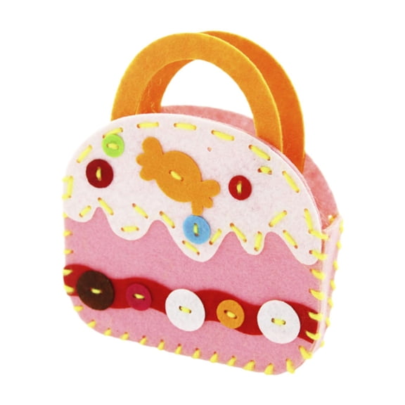 yotijay DIY Sewing Kit Activity Toy Cartoon Felt Handbag Material Lightweight Bag Making Cake