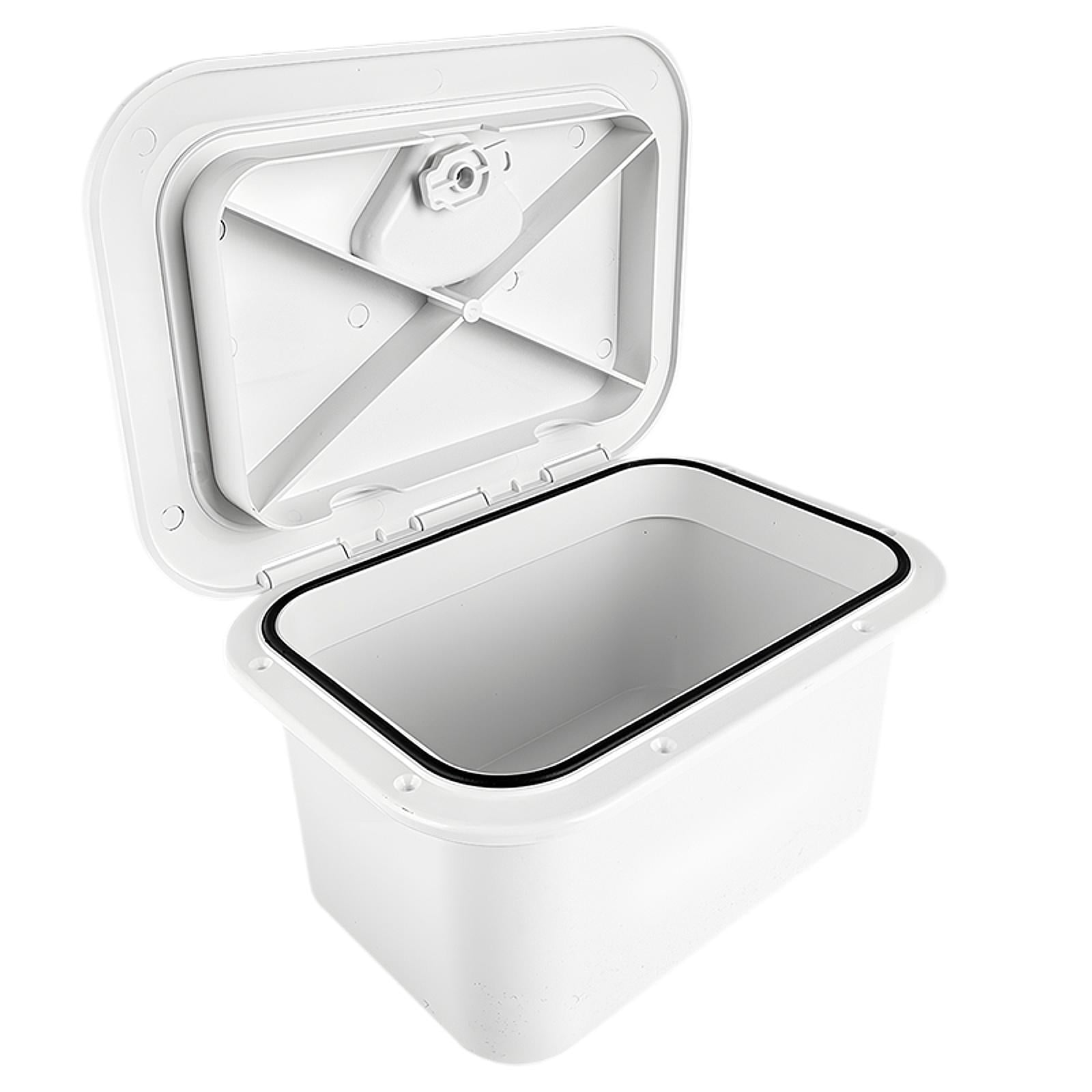 yotijay Deck Storage Box Tackle Box White Lockable Built in Inspection Rotate to Open and Close Waterproof Boat Organizer