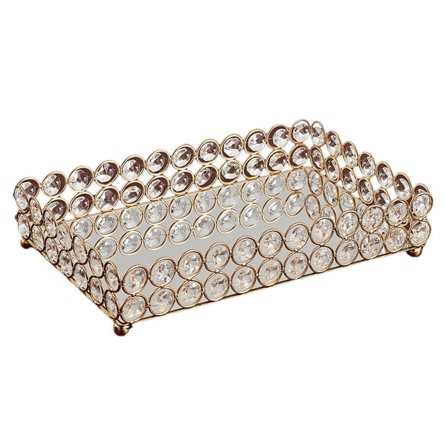 yotijay Decorative Makeup Vanity Trays Crystal Mirrored Cosmetics y Trinket Ornate Option2 S