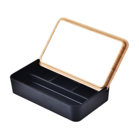 yotijay Display Case with Mirror Pendants Jewelry Organizer for Home Dresser Counter Black