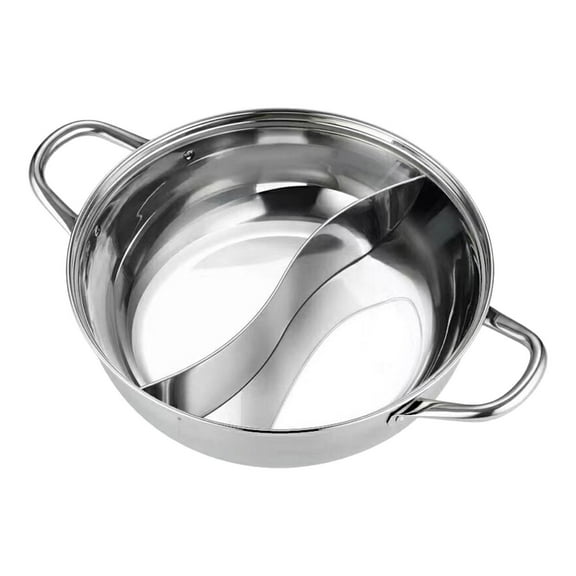 yotijay Divided Hot Pot Soup Cookware Kitchen Cooker Shabu Shabu Pot Stainless Steel for