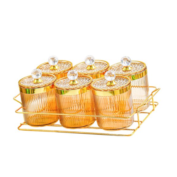 yotijay Divided Nut Jars Set Divided Serving Container for Living Room Amber 6 Grids