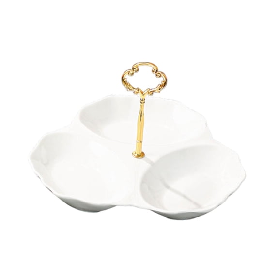 yotijay Divided Serving Tray Porcelain Dried Fruit Snack Tray for Sundries Nuts Home 24cmx23cm