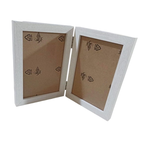 yotijay Double Picture Frame 4x6 2 Openings Foldable Wooden Photo Holder Photo Frame for