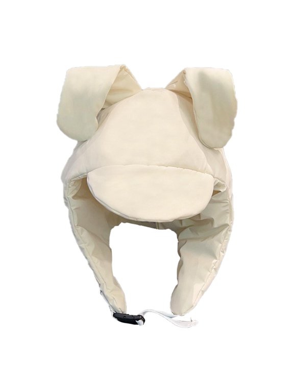 Down Hat with Earflaps Comfortable with Ears Peaked Hat Ear Protection for Women White