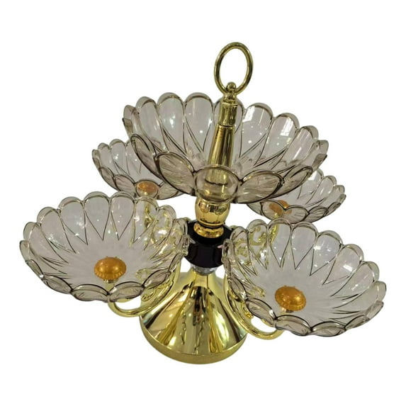 yotijay Dried Fruit Organizer Plate Flower Snack Dessert Plate Fruit Bowl Rotating Snack 5 tray with