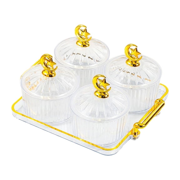 yotijay Dried Fruit Plate Food Storage Box Containers Snacks Dish Divided Serving Dishes clear 4 grid