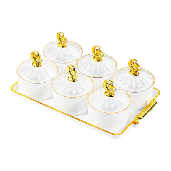 yotijay Dried Fruit Plate Food Storage Box Containers Snacks Dish Divided Serving Dishes white 6 grid