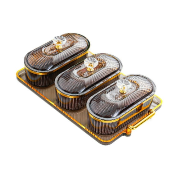 yotijay Dried Fruit Snack Serving Plate Candy Nuts Dish with Lid Divided Serving Platter grey