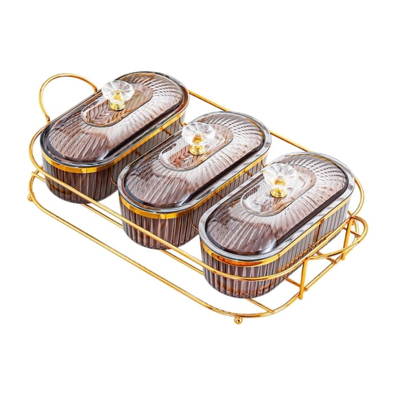 yotijay Dry Fruit Tray with Lid Appetizer Tray with Tray Multifunctional Snacks Dish for Grey