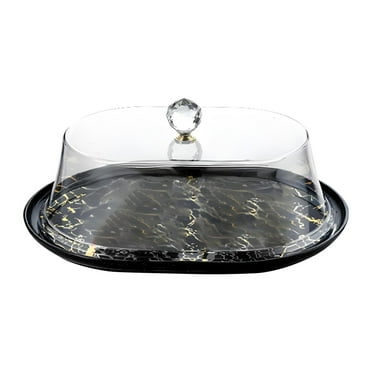 yotijay Dustproof Acrylic Cake Cover Bakery Display Case Clear Decorative Cake Tray Cake Oval black