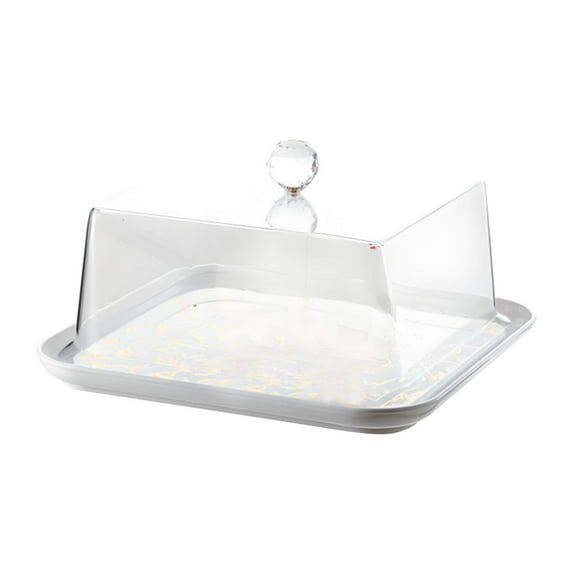 yotijay Dustproof Acrylic Cake Cover Bakery Display Case Clear Decorative Cake Tray Cake Square gold M
