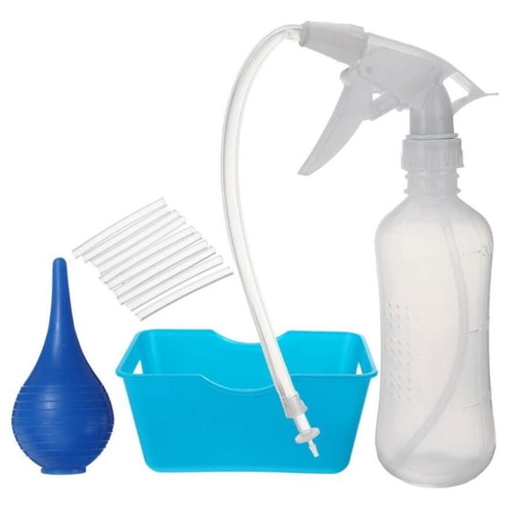 yotijay Ear Washer Bottle System, Kit with Basin, 300ml Spray Bottle, 10