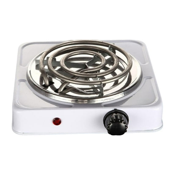 yotijay Electric Coil Burner Burner Cooktop Adjustable Temperature Knob for Home, Travel, Outdoor Activities Countertop Coiled Burner Single 1000W White