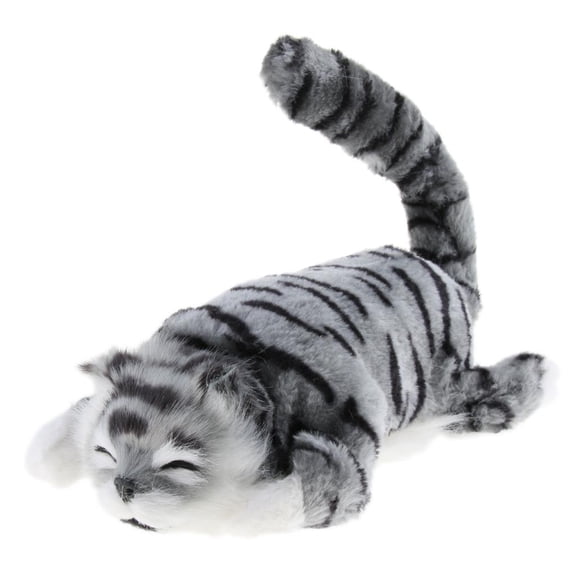 yotijay Electric Naughty Cat Pet Stuffed Animal Model Action Figure Table Decoration Grey