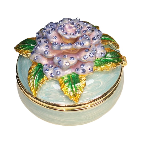 yotijay Enamel Hinged Jewelry Box Desktop Keepsake Gift Box for Pendant Charms Rings Blue
