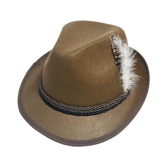 yotijay Fedora Hats for Men Cosplay Classic Aesthetic Winter Curled Brim Cap for Outdoor Brown