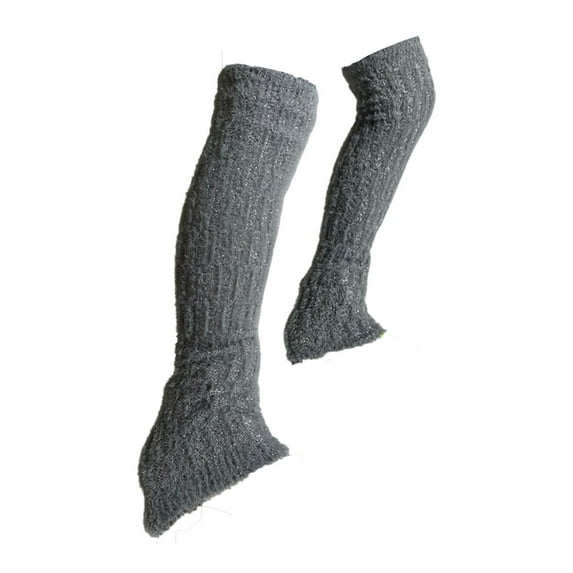 yotijay Figure Skating Leg Warmers Cable Knit Long Skating Socks for Practice Winter Grey