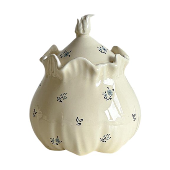 yotijay Food Storage Jar Ceramic Countertop Round Multifunctional Floral Pattern Kitchen 1250ml