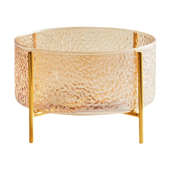 yotijay Fruit Bowl Fruit Dish Cylindrical with Gold Bracket Portable Fruit Tray Storage Orange