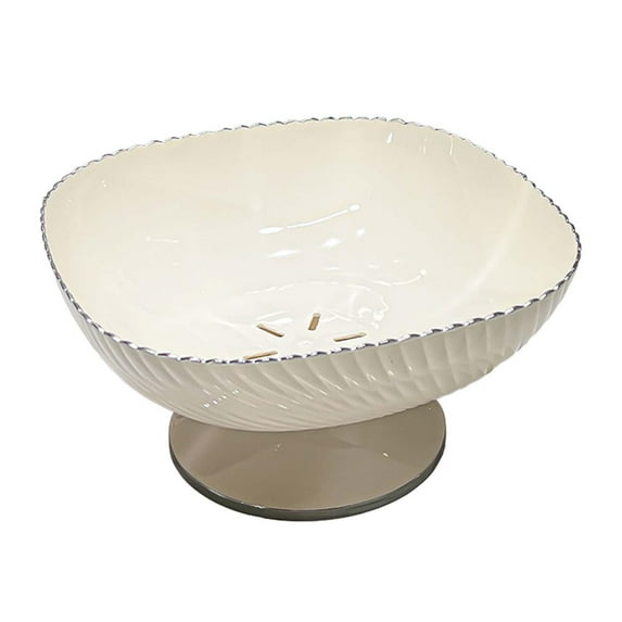 yotijay Fruit Serving Bowl Drainer Round Kitchen Strainer Bowl for Table Centerpiece White