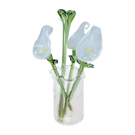 yotijay Glass Flower Bouquet with Vase Artificial Flowers for Girlfriend Anniversary Lily