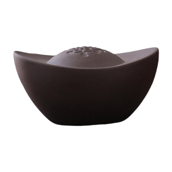 yotijay Gold Ingot Statue Home Decor Collection Desk Feng Shui Sculpture Tea Pet for Tea Gray Brown