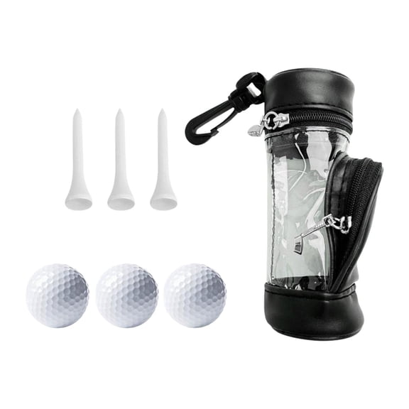 yotijay Golf Ball Bag with 3 Balls & 3 Tees Small Outdoor Sports Holder Carrying Bag Black