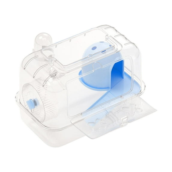 yotijay Hamster Cage Exercise Playing Portable Ventilation Breathable Small Animal Cage with Carrying Handle for Rats Gerbils transparent blue