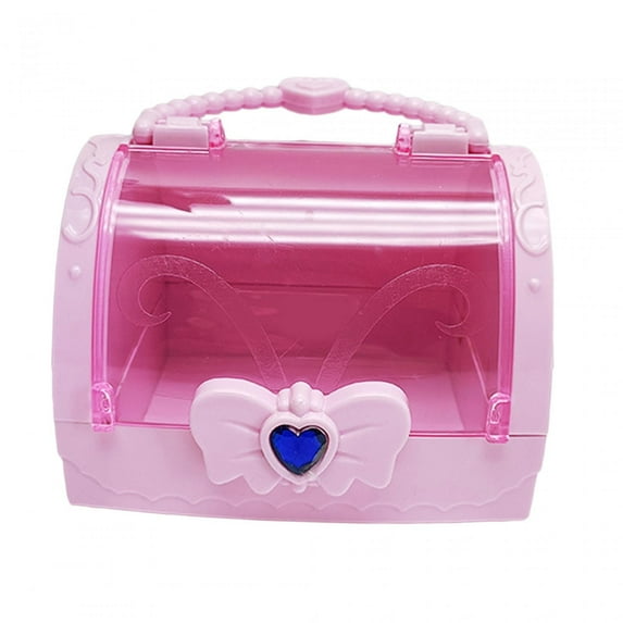 yotijay Handled Storage Box Sewing Box Organizer with Handle Hair Accessory Storage Case Pink