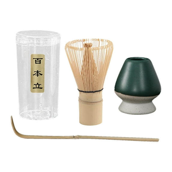 yotijay Handmade Matcha Ceremony Set Matcha Bamboo Whisk Ceramics Matcha Whisk Holder Green
